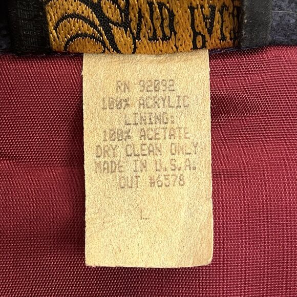 David Paul Southwestern Jacket Womens L Burgundy Aztec Tribal Country Rodeo Vtg - Picture 12 of 16